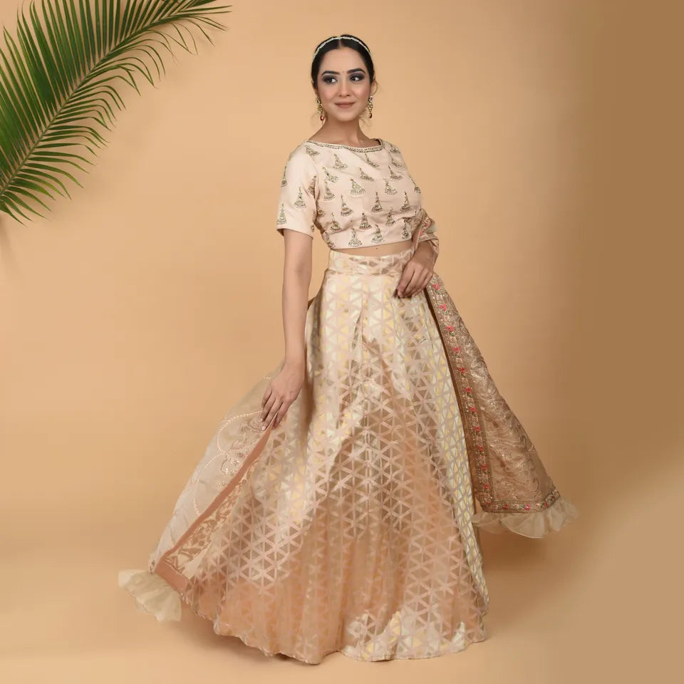 Art Silk fabric with stone work and embroidered dupatta