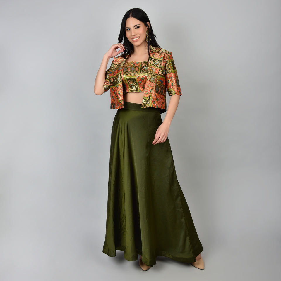 Timeless Glamour: Styling a Brocade Jacket with a Satin Skirt