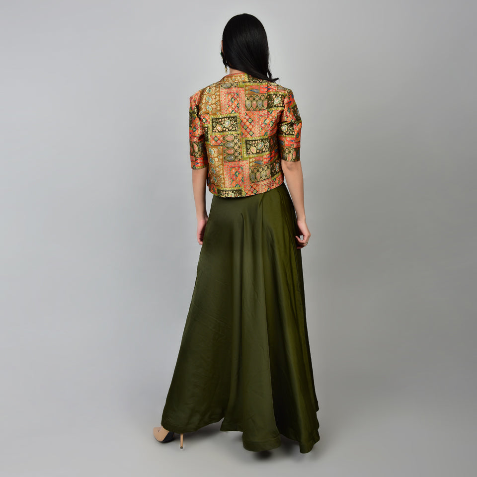 Timeless Glamour: Styling a Brocade Jacket with a Satin Skirt