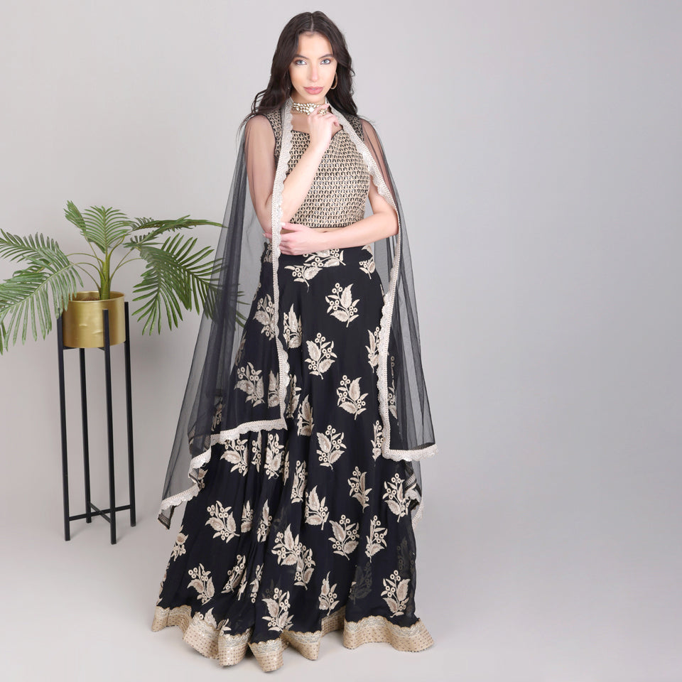 Embroided Lehanga with Embroided Blouse and Dupatta