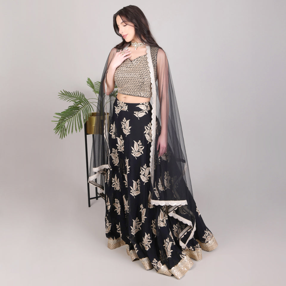 Embroided Lehanga with Embroided Blouse and Dupatta