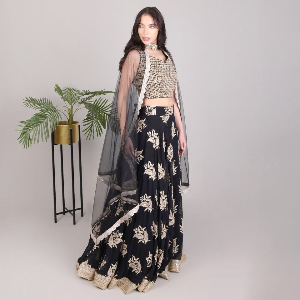 Embroided Lehanga with Embroided Blouse and Dupatta