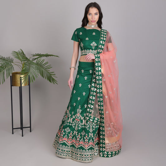 Embroided lehanga with embroided blouse and dupatta