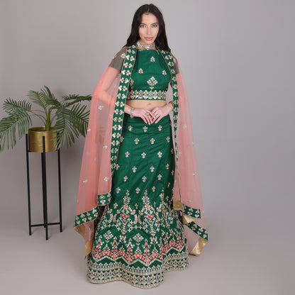 Embroided lehanga with embroided blouse and dupatta