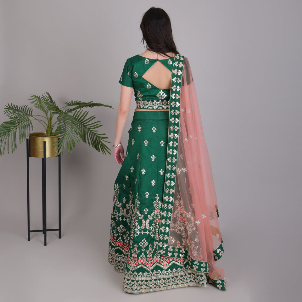 Embroided lehanga with embroided blouse and dupatta