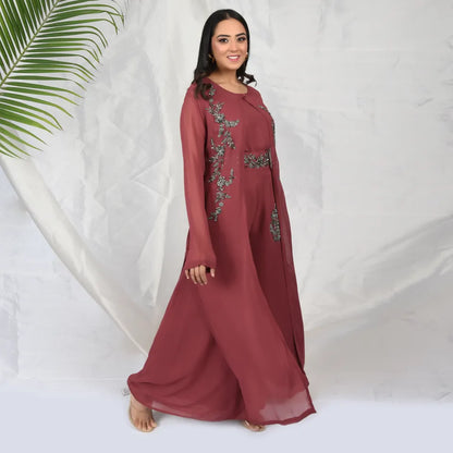 Maroon 3 Piece elegant set with hand embroidery